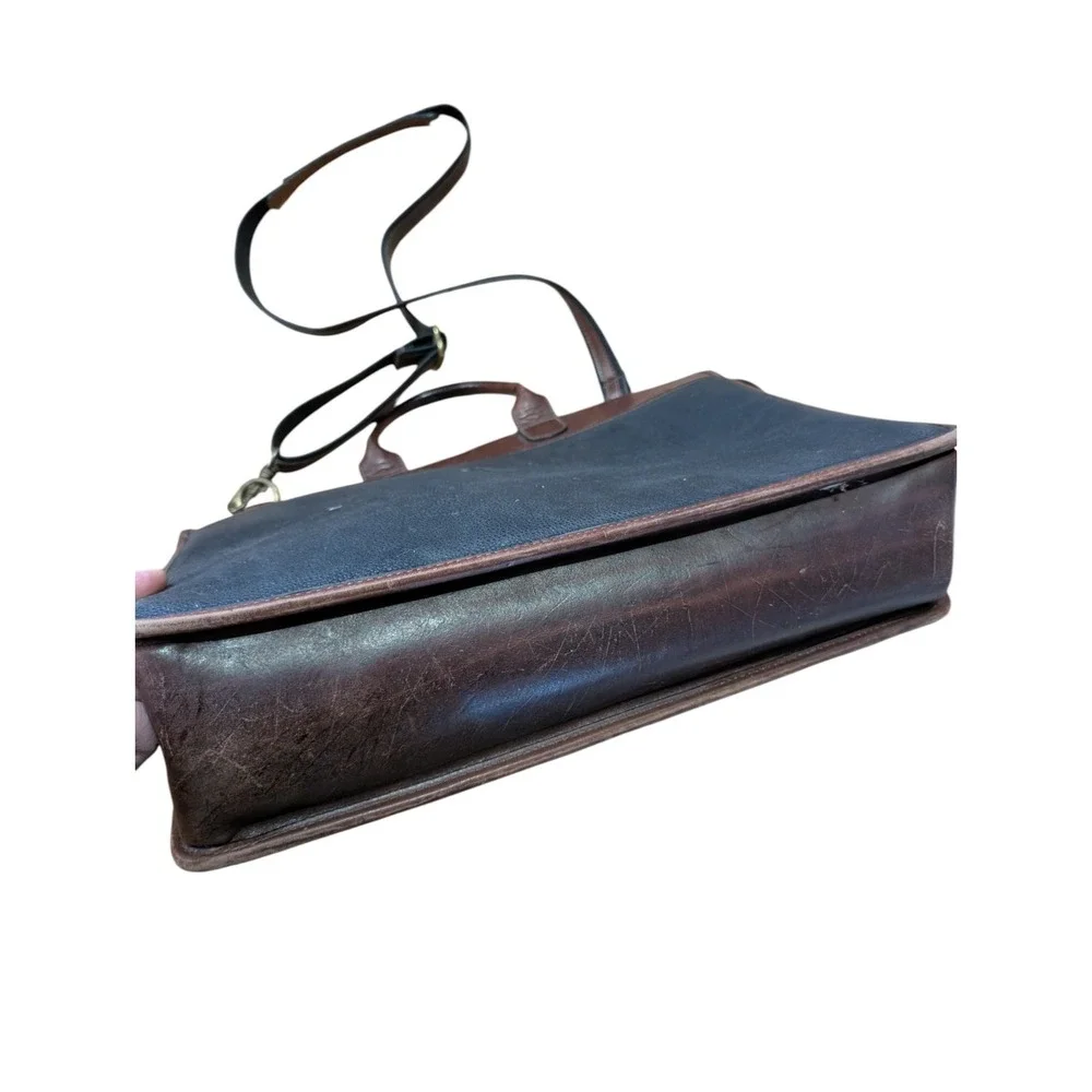 Jack Georges Leather Briefcase Black‎ Brown Strap